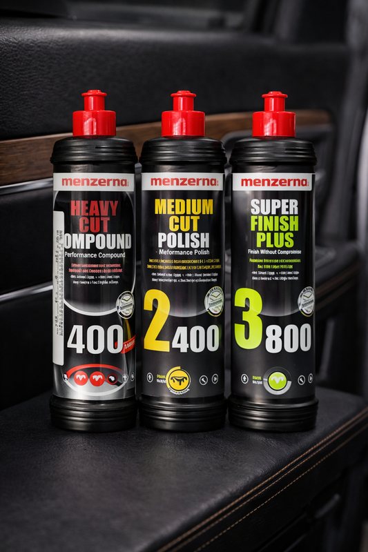 Combo Menzerna 400 + 2400 + 3800 x 250ml C/U– Pulido, Corte Alto, Medio y Terminación